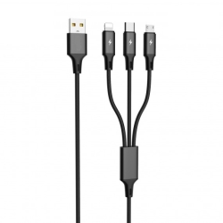 Leovin CAVO DI RICARICA MULIPLO USB 3 IN 1 MICRO - TYPE C - LIGHTNING - NERO USB 2.0 (LE-061)