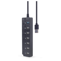 Gembird HUB 7 PORTE (1XUSB 3.1 + 6XUSB 2.0) UHB-U3P1U2P6P-01 NERO CON INTERRUTTORE