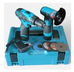  Marca non in elenco KIT TRAPANO ELETTRICO + SMERIGLATRICE ANGOLARE - BATTERIA 12V - SET COMPLETO (NL-5827)