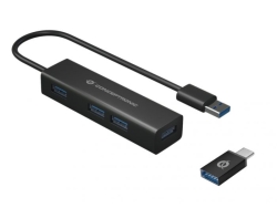 Conceptronic HUB USB 3.0 A 4 PORTE CON ADATTATORE USB-C (HUBBIES06B)