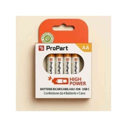 ProPart BATTERIE RICARICABILI AA USB-C 1750MAH 1.5V - CONF. 4PZ - EK-RB-04 (1INR14/40)
