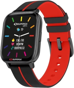 Superga SMARTWATCH SWT-STC018 INK CINTURINO SILICONE NERO-ROSSO / CASSA ALLUMINIO